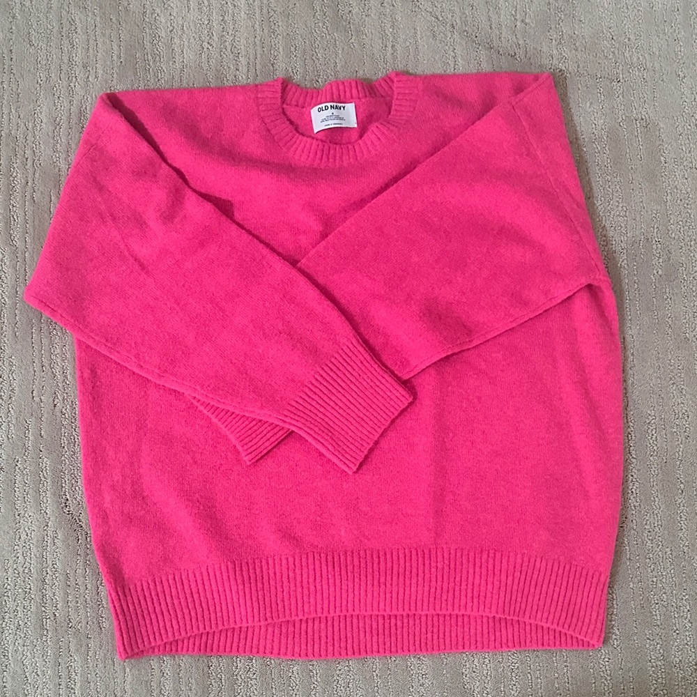 Old Navy Women's Bright Pink Crew Neck Sweater
